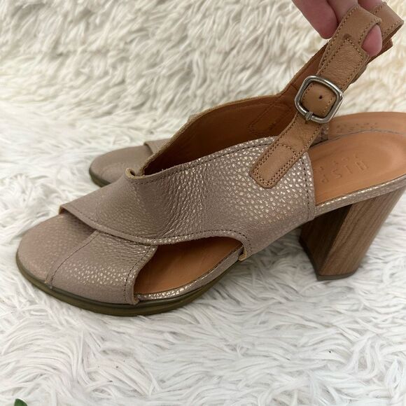 Hispanitas‎ Sitoshi Gold Metallic Leather Slingback Sandals sz 40/ US 9 - Picture 5 of 9